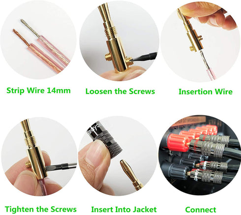 Speaker Connector Banana Plugs - 24K Gold Plated Brass 4mm Plug (12 Pairs/24 pcs)...