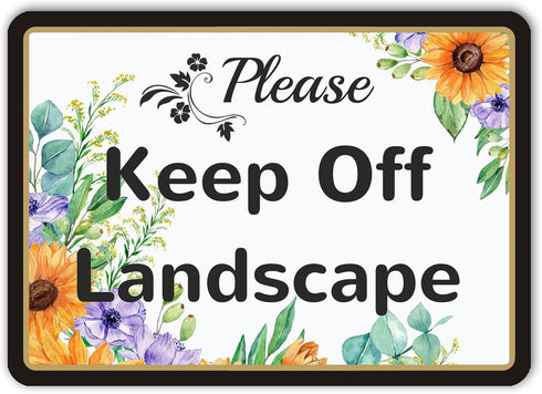 Please Keep Off Landscape Tin Sign, Colorful Flower Pattern Plaques Metal 12x8 Inches...