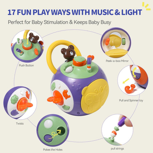 Baby Busy Learners Activity Cube Montessori Toddler Toys for 1-3 Year Old,17-in-1 Travel Activities Educational Learning Baby Toys for 6 12 18 Mon...