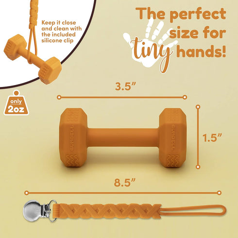 Gumbell- Baby Dumbbell Teething Toy with Pacifier Clip, Baby Toys 3-6 Months, Silicone Teether for Babies 6-12 Months, Fitness Novelty Teether (Or...