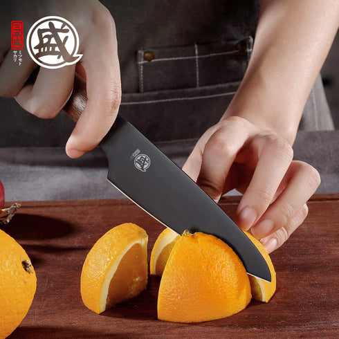MITSUMOTO SAKARI 4.5 inch Japanese Paring Knife, Professional Black Titanium Coated Small Fruit Knife, Super-Sharp German Premium Alloy Steel Pett...