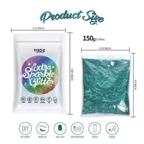 Green Glitter, Glitter, YGDZ Christmas Glitter 150g/5.29OZ Extra Fine Glitter for Crafts, Craft Glitter for Resin Arts Crafts Tumbler Body, Festiv...