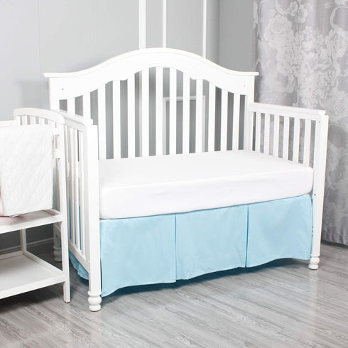 Belsden Blue Crib Skirt with Durable Woven Platform, Both Long Sides Pleated, Split Corners Dust Ruffle for Easy Placement Inside of Standard Crib...
