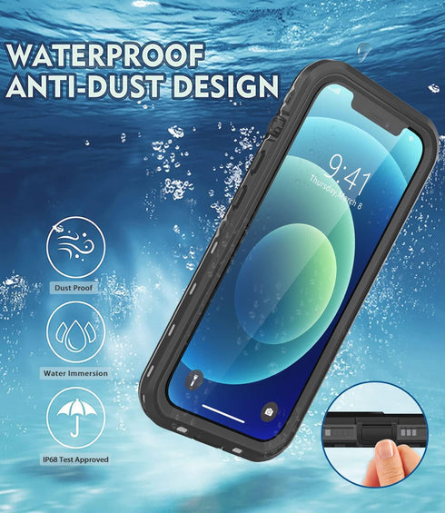 Design for iPhone 12 Mini Waterproof Case, Full Body Shockproof Case for iPhone 12 Mini Case with Screen Protector, Dust Proof Phone Case Cover fo...