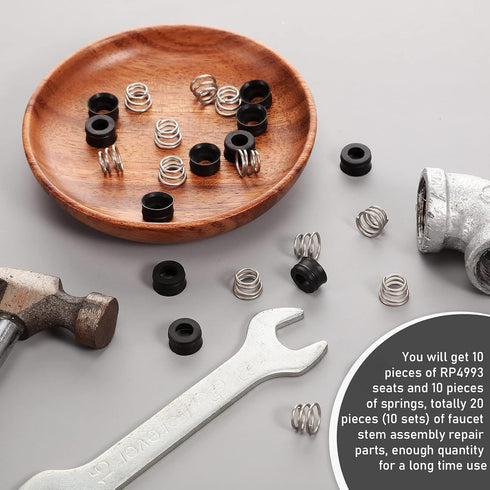 Hotop 20 Pieces RP4993 Replacement Seats and Springs 10 Sets RP4993 Faucet Repair Seat Spring Kit Faucet Repair Kit Faucet Stem Assembly Repair Ki...