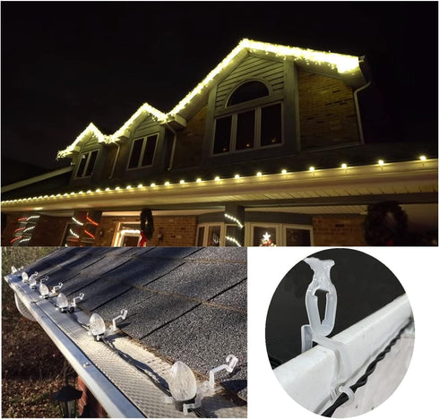 Christmas Light Clips, Holiday Light Hanging Clips, All in One Clip for C7 C9, Gutter Hooks for Outside Outdoor Roof (100 Pack)...