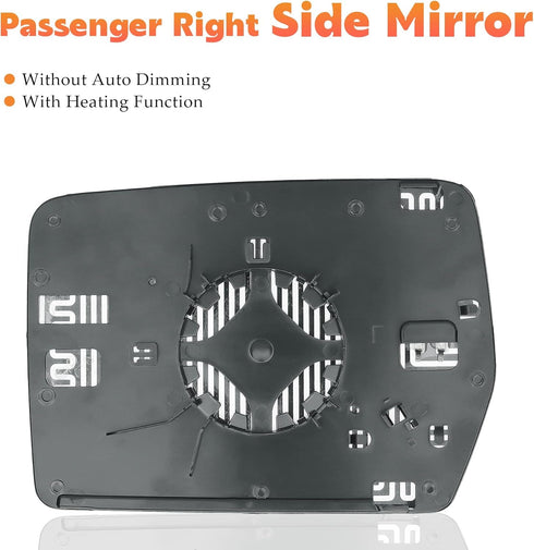Passenger Right Side Power Heated Convex Mirror Glass Fits for 2004-2014 Ford F-150 Replacement for 4L3Z-17K707-DA...
