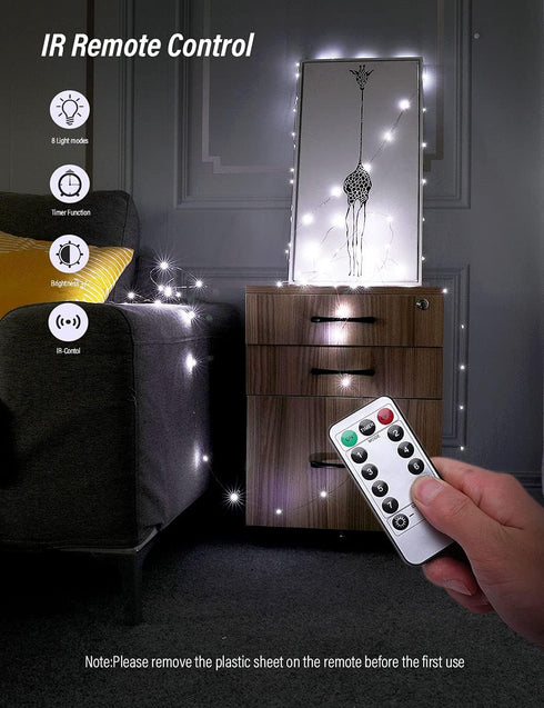 Mikasol Fairy String Lights, 1 Packs Led Fairy Lights Battery Operated Waterproof Copper Wire with Remote Control Fairy Lights for Bedroom. Firefl...
