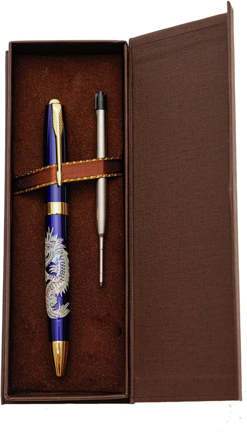 February Mountain Mother of Pearl Ballpoint Pen, Retractable Ballpoint Pens, for Gift, Business, Office, 1.0mm Medium Point Black Ink, Extras Repl...