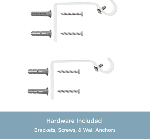 Kenney KN55250 Davenport Ball End Petite Café Decorative Window Curtain Rod, 28-48" Adjustable Length, White Finish, 1/2" Diameter Steel Tube...