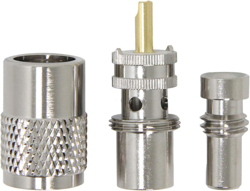 PL 259 Connectors, 5-Pack PL-259 UHF Male Solder Connector Plug with Reducer, Teflon Material 50ohm for RG59, RG8, RG8x, LMR-400, RG-213 Coaxial C...