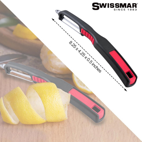 Swissmar Swiss Non-Slip Double Edge Straight Peeler - Easy-Grip Stainless Steel Peeler - Versatile Kitchen Tool, Ideal for Potato Peeler, Veggie P...