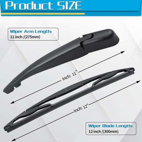 Rear Wiper Arm Blade, Replacement for Ford Escape 2008-2012 - ZOFFI Back Windscreen Wiper Assembly Replacement - All Season Natural Rubber Cleanin...