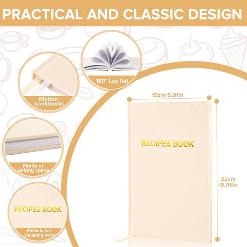 Elegant Hard Cover Recipe Journal – Blank Recipe Book for Personal Culinary Creations – Perfect Cookbook for Organizing and Writing Your Own Recip...
