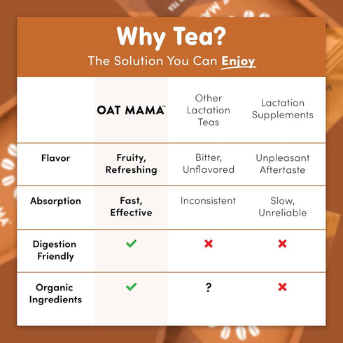 Oat Mama Lactation Tea for Breastfeeding Moms - Chai Spice | Breastfeeding Essentials for Milk Supply Increase | Organic Lactation Support & Postp...