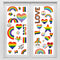 Outus 18 Pieces Gay Pride Rainbow Window Clings Rainbow Heart Sticker Love Word Homosexuality Love is Love Window Clings for Home Bedroom Bathroom...