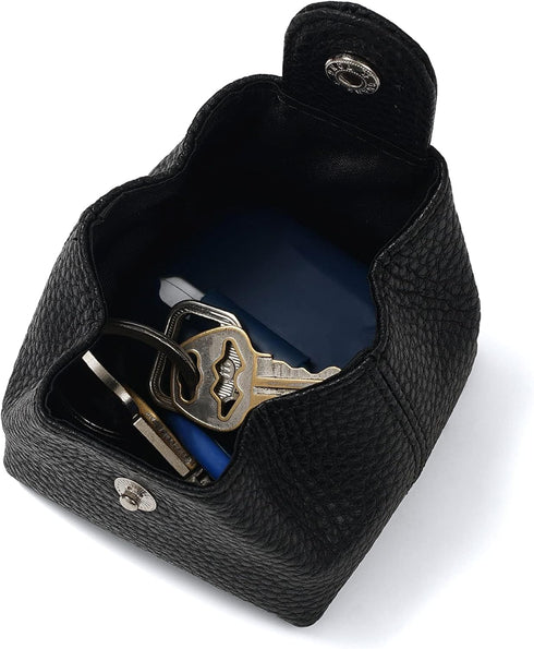 Cockatoo Genuine Leather Coin Pouch Change Holder, Mini Snap Pocket Wallet for Men Women (Black, Large)...
