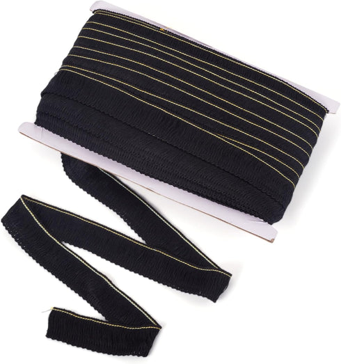 MegaPet Black Polyester Fringe Tassel Lace Trim 1 Inch x 82 Feet Chainette Fringe Fibre Trim for Sewing Quilting DIY Home Decoration...