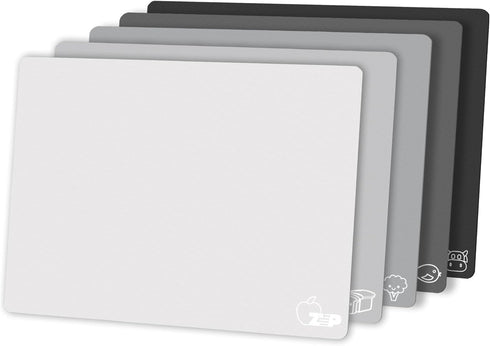 ZVP Flexible Plastic Cutting Board Set of 5 Gradient Color, Colorful Chopping Boards, BPA Free Mats, Non-Slip, Dishwasher Safe, 15x12 Inch, Gray N...
