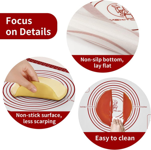 Silicone Baking Mat, Non Stick Pastry Mat Sheet for Dough Rolling, Nonslip Fondant/Pie Crust Mat, Counter Mat Oven Liner Mat for Making Cookies Ma...