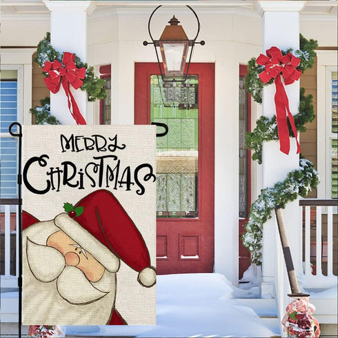 Merry Christmas Garden Flag, Double Sided Vertical Christmas Flags Small Mini Rustic Xmas Winter Farmhouse Lawn Yard Outside Outdoor Decorative Fl...