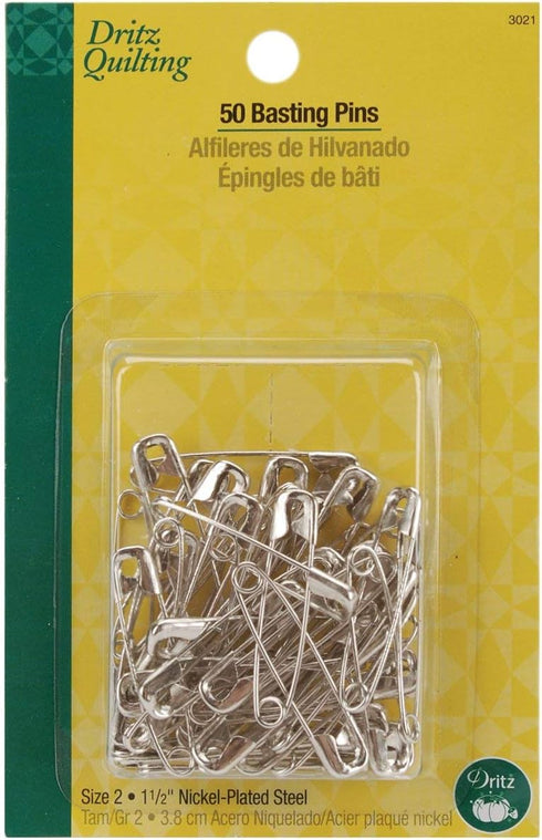 Dritz 3021 Basting Safety Pins, Size 2 (50-Count), Nickel...