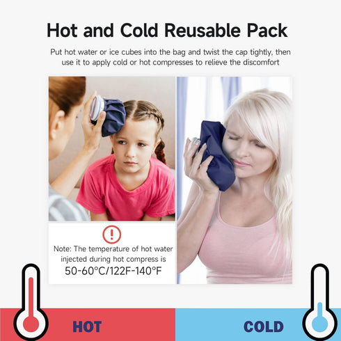 BICAREE Ice Pack for Injuries Reusable, Ice Bags Hot Water Bag for Hot & Cold Therapy and Pain Relief with Cover, No-Leak Elastic Breathable Ice B...