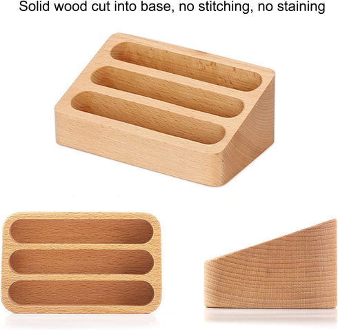 Wood Business Card Holder Desk 3 Grids Wooden Business Card Display Stand for Office and Home(3 Packs)...