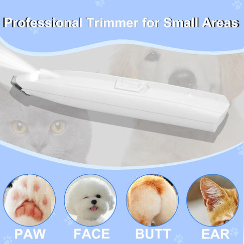 Dog Paw Trimmer Clipper - LED Nail Trimmer for Dogs, Quiet Dog Nail Grinder, Rechargeable Pet Clipper for Grooming, 3 in 1 White...