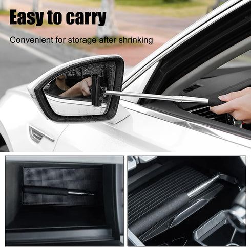1PCS Rear-View Mirror Wiper - Squeegee Cleaning Tool Multipurpose 98cm/38.6inch Long HandleRetractable T-Plate Plate Rearview Mirror Wiper Dust Re...