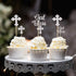 Ercadio Silver Glitter God Bless and Baptism Cupcake Toppers Cross Cupcake Picks Christian Party Decoration Supplies 24 PCS...