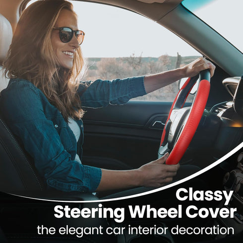 GSPSCN Universal Car Carbon Fiber Steering Wheel Cover Anti-Skid,Butterfly Steering Wheel Cover,Non-Slip Segmented Steering Wheel Protector,Fit fo...