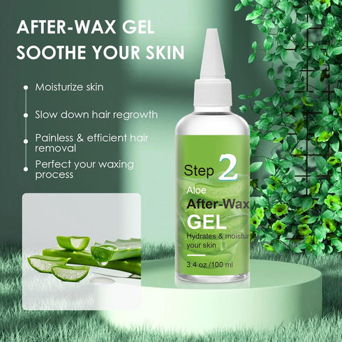 After Waxing Skin Care Kit, Almond Oil For Remove Wax Residue, Post Wax Cooling Aloe Vera Gel For Calm and Soothing Skin, 2 Bottles Hair Removal W...