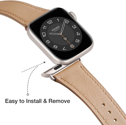 MNBVCXZ Compatible with Apple Watch Band 38mm 40mm 41mm 42mm 44mm 45mm 49mm Women Men Girls Boys Genuine Leather Replacement Strap for iWatch Seri...