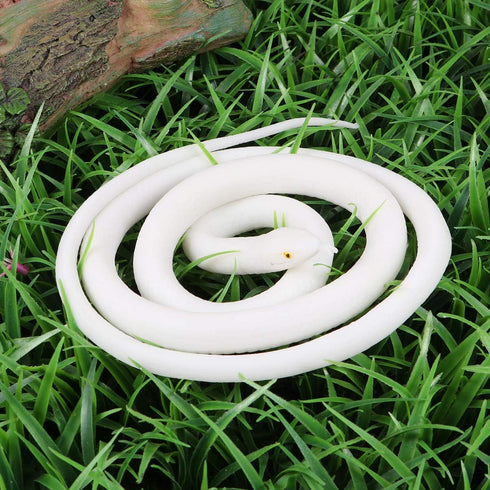 TOYANDONA Rubber Snake Realistic Rubber Snake Toy White Fake Lifelike Snake Educational Toys for Kids Prank Prop Halloween Party Decor...
