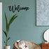 Jetec Wood Cutout Welcome Sign Welcome Wall Decor Word Wood Art Sign for Front Door Rustic Home Gallery Wall Decorations 15.7 x 6 Inches(Black)...