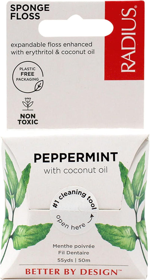 RADIUS Peppermint Dental Floss 55 Yards Vegan and Non-Toxic Oral Care Boost Total Tooth & Gum Protection Clear - Pack of 3...