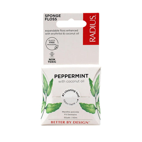 RADIUS Peppermint Dental Floss 55 Yards Vegan and Non-Toxic Oral Care Boost Total Tooth & Gum Protection Clear - Pack of 6...