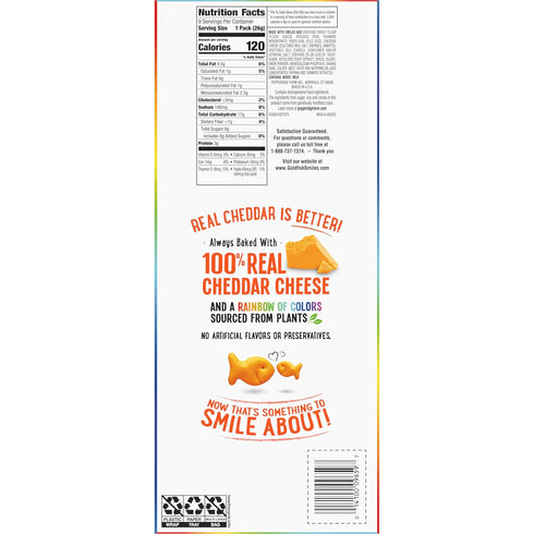 Goldfish Colors Cheddar Crackers, Snack Pack, 0.9 oz, 9 CT Multi-Pack Tray...