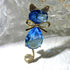 Cute Blue Cubic Zircon Kitty Cat Pin Brooch with Bowtie...