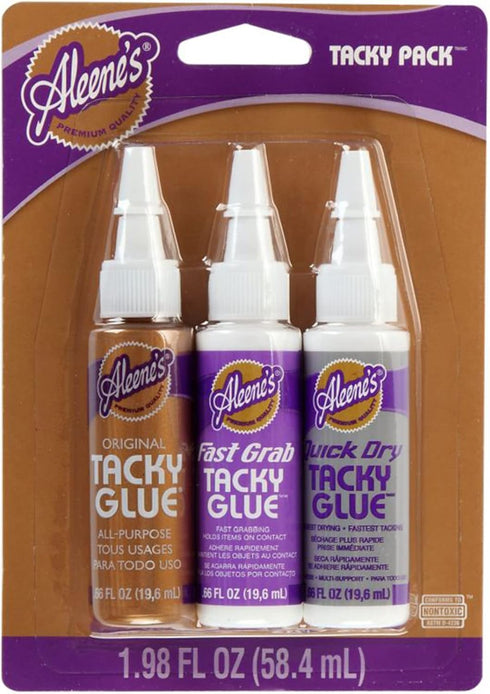 Aleene's TACKYPK-25803 Try Me Size Tacky Pack .66oz 3/Pkg, Original, Fast Grab & Quick Dry...