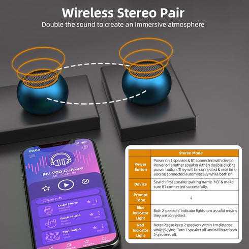 2Pack Portable Mini Speaker, Bluetooth Tiny Speaker,Wireless Micro Speaker for Phone/PC/Tablet, Rechargeable Battery, Built-in Microphone, Cute Mi...