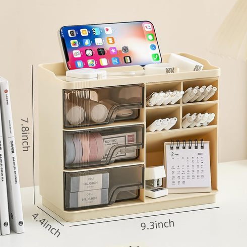 Desk Organizer with Drawers,Pen Holder for Desktop Storage,Tabletop Makeup Organizer,Desk Organization for School, Home, Office Supplies,Bathroom,...