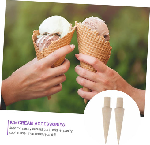 ABOOFAN 4 pcs Krumkake Waffle Cones Shape Cream Maker Shop Kitchen Craft Molds Home Baking Wood DIY Mold Cake Croissant Portable Er Cone Pastry fo...