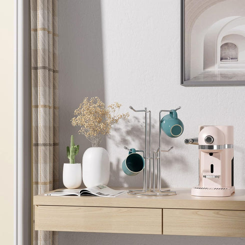 HULISEN Coffee Mug Holder for Countetop, Cup Tree for Counter Large Mugs with 6 Hooks, Metal Cup Holder Stand, Standing Rack Display for Coffee Ba...