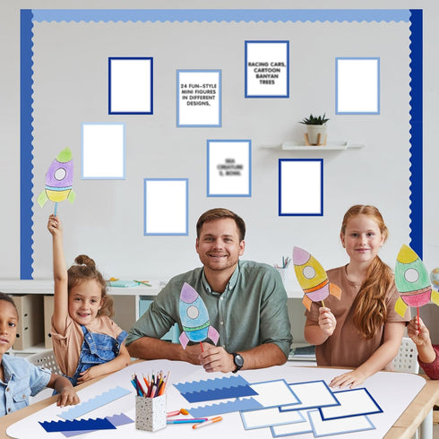 90 Pcs Science Fair Board Supplies Include 72 Trim Scalloped Bulletin Board Borders 18 Presentation Board Subtitles for Classroom Office Display B...