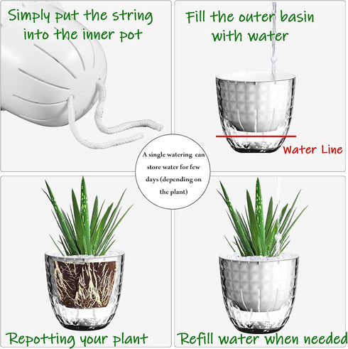 Self Watering Pots for Indoor Plants, Plant Pots Indoor 4/6 Inch, Small Plant Pots, Flowers Pots for Indoor Plants, Self Watering Planter for All ...