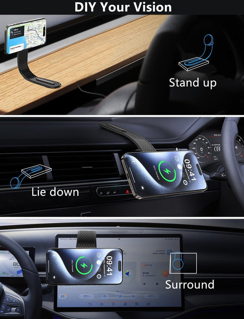 for MagSafe Car Mount Charger, DIY Flexible Dashboard Magnetic Wireless Car Charger, 15W Fast Charging for MagSafe Car Charger, Magnetic Car Phone...