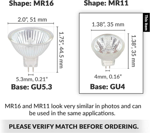 Simba Lighting MR11 Halogen 20W 12V FTD Spotlight Light Bulbs (10 Pack) 2-Pin 220lm for Landscape, Accent, Track Lights, and Fiber Optics, GU4 Bi-...