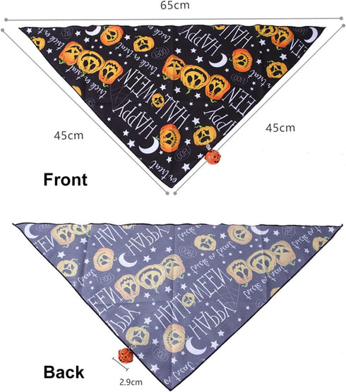 2 Pack Halloween Dog Bandanas with Bell, Pet Holiday Pumpkin Ghost Themed Pattern Triangle Bibs Dog Fall Scarf Accessories Premium Durable Fabric ...